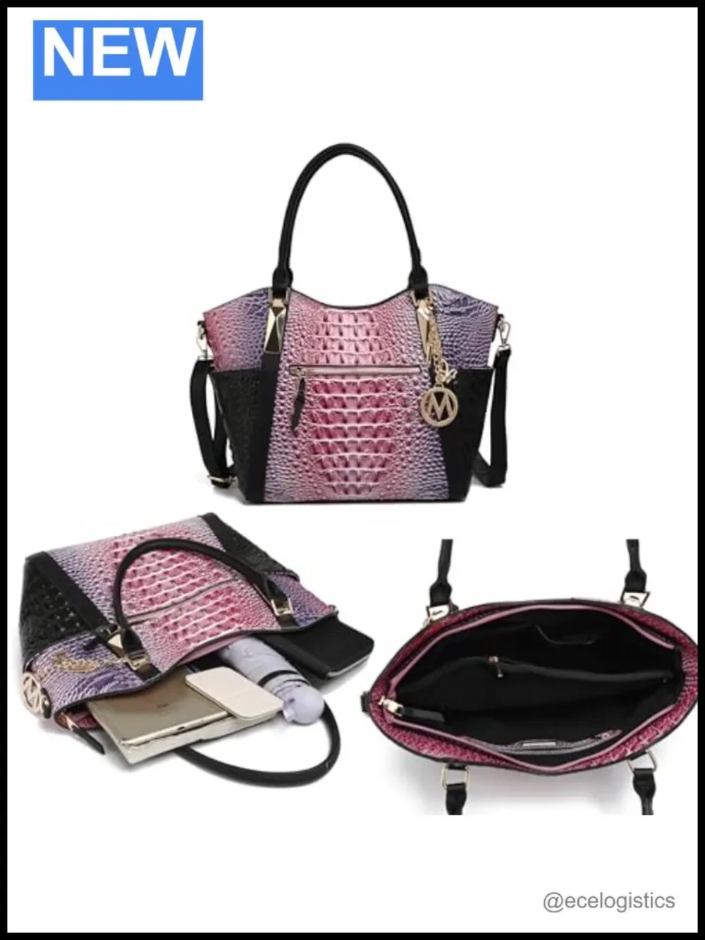 Crafted Vegan Leather Tote Bag with Top Handle and Crossbody Strap